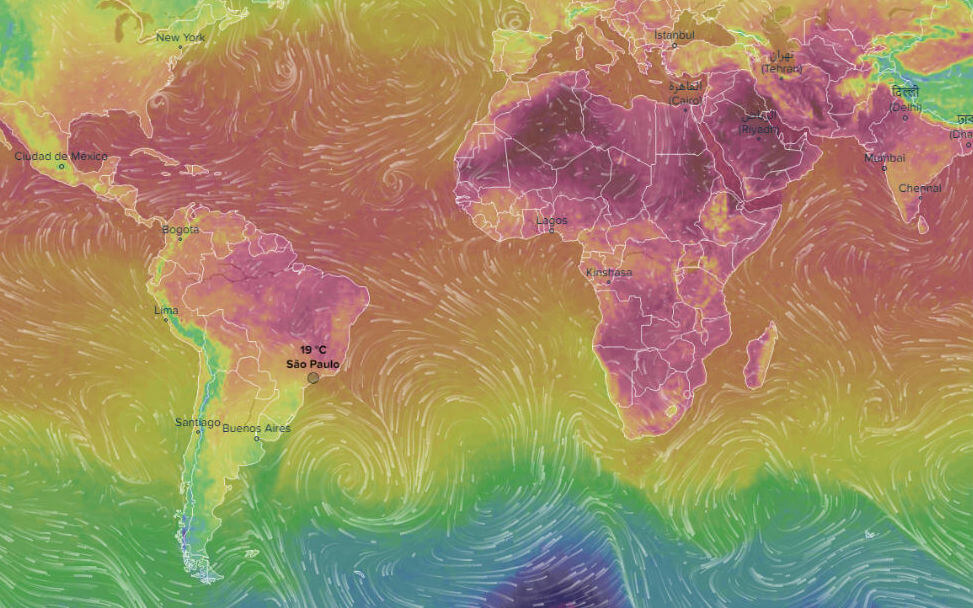 Ventusky mapa interativo de previsão do tempo